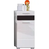 trendteam Mezzo Standschrank 37 x 79 x 31 cm Weiß Hochglanz/Eiche dunkel Massivholz