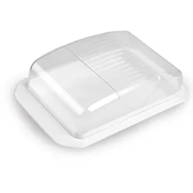 Pro Home Butterdose mit transparentem Deckel Weiß