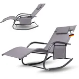 Albatros Premium Gartenliege C-FORM Schwungliege Relaxliege Gartenstuhl mit Kopfkissen wetterfest ergonomisch Relaxsessel belastbar bis 160Kg