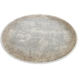 Teppich WK WOHNEN "BORDER", braun (cappuccino), H:8mm Ø:200cm, Viskose, Polyacryl, Teppiche, hochwertiger Viskoseanteil, samtweiche Oberfläche mit 3 D Effekt