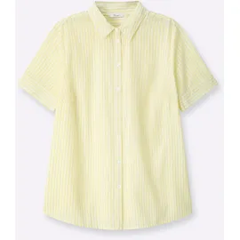 sheego Kurzarm-Bluse Gelb/Weiß 52