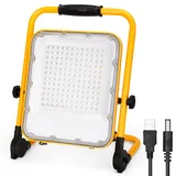 Aigostar Led Baustrahler Akku 100w, Arbeitslicht wiederaufladbar mit Ständer,Tragbares LED-Arbeitslicht,IP65 Wasserdicht LED Strahler,für Garage,Werkstatt,Camping,Notfall,Outdoor-Aktivitäten