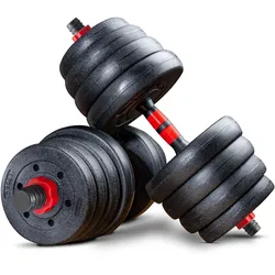 Hantelset AH150, 40kg, Kurzhanteln und Langhanteln, mit Sicherheitsverschluss, 2in1, für Muskelaufbau, vielseitig | SPORTSTECH