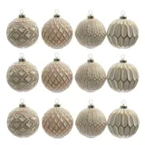 MARELIDA Christbaumkugel Weihnachtskugel Shabby chic Vintage Glas D: 8cm 12St.
