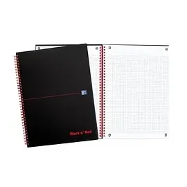 Oxford Collegeblock Black n'Red Spiralbuch kariert DIN A5 ohne Rand, 1 Block