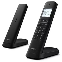 Philips M4702B/12-2 Schnurloses Festnetztelefon DECT, 4,6 cm (4,6 cm), LCD-Display, Hintergrundbeleuchtung, 50 Telefonnummern, Freisprecheinrichtung, programmierbare Tasten, HQ-Sound - Schwarz