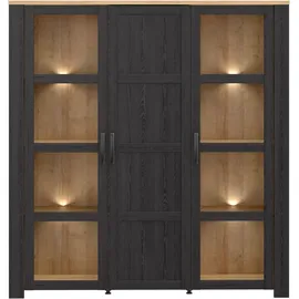 Forte Highboard Bohol 151,1 x 160,6 x 42 cm Riviera Eiche / Schwarz