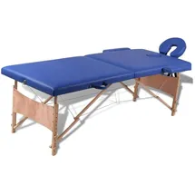 vidaXL Massageliege Klappbar 2-Zonen mit Holzgestell Blau