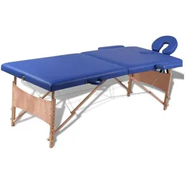 vidaXL Massageliege Klappbar 2-Zonen mit Holzgestell Blau