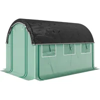 Outsunny Gewächshaus 3 x 2 x 2 m Foliengewächshaus mit 6 Fenster, Rolltüren, Aufrollbar Seitenwänden, UV-beständiger Folientunnel, Winterfest Tomatenhaus mit Erdanker, Grün   Aosom
