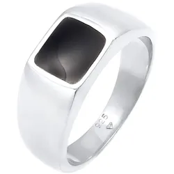 Elli Siegelring Emaille Rechteck Klassik 925 Silber Ringe   Damen 