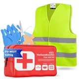 2 in 1- Set KFZ Pannenset 2025 & Autozubehör - Auto Erste Hilfe Set mit Verbandskasten & Warnweste für StVO
