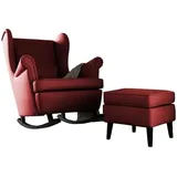 GREKPOL Schaukelsessel mit Hocker Ohrensessel Relaxliege Fernsehsessel Liegesessel gepolstert (Glatt, Amor Velvet 4306)