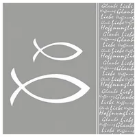 Ambiente Home Servietten Ambiente Glaube Fisch silber , 33x33cm,