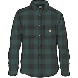 CARHARTT Midweight Flannel L/S Plaid Shirt, Slate Green, XXL