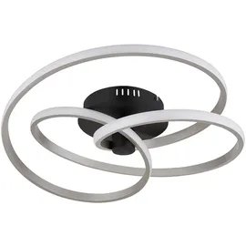GLOBO LED Deckenleuchte schwarz silber Designleuchte geschwungen Deckenlampe Modern, opal, 40w 2500lm 3000k Warmweiß, D 50 cm