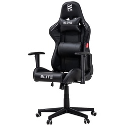 ELITE Gaming-Stuhl DESTINY, Rücken- und Nackenkissen, Wippmechanik, bis 170kg, Sitzhöhe 45-55, MG200 (Schwarz)