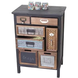 Apotheker-Schrank MCW-A43, Kommode, Tanne Holz massiv Vintage Patchwork 78x55x35cm