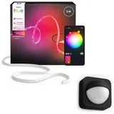 Philips - LED RGBW dimmbarer Außen-Strip Hue FLUX 5m LED/30W/230V + Bewegungsmelder - Weiß