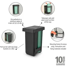 Brabantia Sort & Go 2 x 30 l Grau & Grün