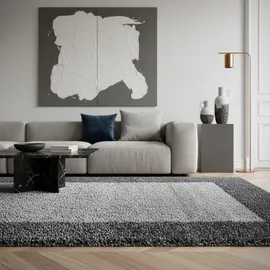 KADIMA DESIGN Hochflorteppich, RHEIN mit Bordüre, Grau, 300 x 400 cm