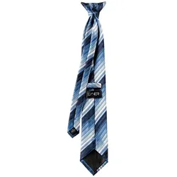 Krawatte mit Clip Fb. Blautöne gestreift  : Blautöne gestreift : 100% Polyester (gestreift)