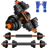 AJUMKER Gewichte Hantel set,20 KG Verstellbare Hanteln,2 in 1 Kurzhanteln Set Dumbbell Weights Handeln für Männer Frauen Set Langhantel Set Barbell Set