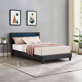 CARO-Möbel Polsterbett CARIBO 120x200 cm, Bett mit Kunstleder in schwarz Textil, Mode, - 120x200
