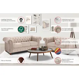 Home Affaire Chesterfield-Sofa HOME AFFAIRE "Chesterfield 2-Sitzer B/T/H: 150/89/74 cm", braun, B:150cm H:74cm T:89cm, Struktur (100% Polyester), Sofas, mit hochwertiger Knopfheftung, auch in Leder