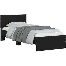 vidaXL Bettgestell mit Kopfteil und LED-Leuchten Schwarz 90x200 cm