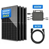 Balkonkraftwerk 2000W  Komplettset mit 4*500Wp Bifaziale PV-Modulen und 800W MARSTEK Mikro-Wechselrichter