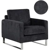 Beliani Sessel VIND Cord 78 x 113 x 93 cm Schwarz mit Kissen