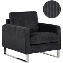 Beliani Sessel VIND Cord 78 x 113 x 93 cm Schwarz mit Kissen