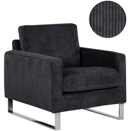 Beliani Sessel VIND Cord 78 x 113 x 93 cm Schwarz mit Kissen