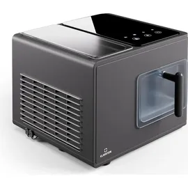 Klarstein Eiswürfelmaschine für Zuhause Camping Gastro, Schnelle Mini Eiswürfelmaschine Klein, Profi Eismaschine für Nugget-Eiswürfel, Selbstreinigend, Sicherheitsalarm - Schwarz