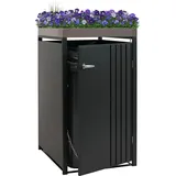 1er-Mülltonnenverkleidung HWC-O67, Mülltonnenbox mit Pflanzkasten, Metall 125x68x84cm 35kg anthrazit - Grau