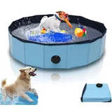 ITECHNIK Hundepool für Große & Kleine Hunde 80x20cm Hunde Hundebadewanne Hunde Planschbecken Hundepool Faltbar Blue Hunde Pool inkl. Reparaturset Dog Pool, Faltbarer Hunde Planschbecken