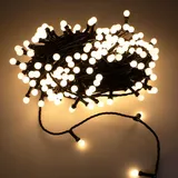 Spetebo LED Lichterkette für Außen mit 200 mini Kugeln - 20 m - Deko Beleuchtung warm weiß mit Dimmer und Timer - Kugellichterkette Weihnachten Party Licht