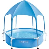 Intex Canopy Metallrahmen Pool mit Überdachung (183x38cm) mit Wassersprüher Kinderpool Planschbecken