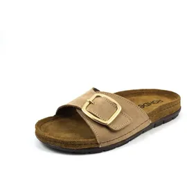 ROHDE Damen Pantolette Leder Klettverschluss Memoryfußbett Rodigo-D 5875, Größe:41 EU, Farbe:Beige - 41