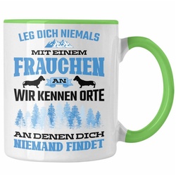 Trendation Tasse Trendation - Frauchen Tasse Geschenk Lustig Spruch Hundebesitzerin Geschenke Hund grün