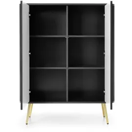 Deine Möbel 24 MODERNO 103 x 129 x 39 cm Schwarz / Gold / Weiß / Beige