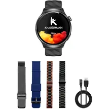knauermann PRO 4 Rund 47 mm Schwarz Silikonband Schwarz