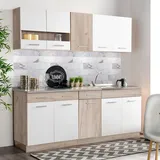 Homestyle4u Küchenzeile 200 cm Eiche matt