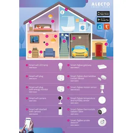 Alecto SMART-PLUG10 - Smarter WLAN-Zwischenstecker, 16 A, 3680 W, 4er-Pack, Weiß