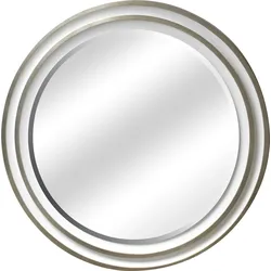 Spiegel LEONIQUE "Annissa", weiß, B:155cm H:155cm T:5cm Ø:155cm, Polyurethan, Spiegel, Runder Spiegel, Holz, weiß-silber, Facette, Ø 155 cm, Flur/Wohnzimmer
