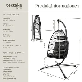 Tectake tectake® Hängesessel Ariane inklusive Schutzhülle, 98 x 107 x 202 cm
