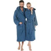 CelinaTex Bademantel Saunamantel Frottee Kapuze Damen und Herren Montana XXXL blau, Baumwolle blau XXXL