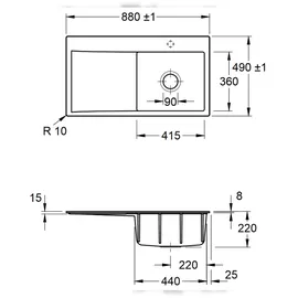 Villeroy & Boch Subway Style 50 flat rechts graphite + Handbetätigung