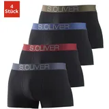 s.Oliver Boxer "Boxershorts für Herren", Herren, Gr. S, 4 Stk., bunt (schwarz, khaki, schwarz, bordeaux, schwarz, blau,, schwarz, grau), Jersey, Obermaterial: 92% Baumwolle, 8% Elasthan (LYCRA), unifarben, körpernah, Unterhosen, mit kontrastfarbenem Webbund